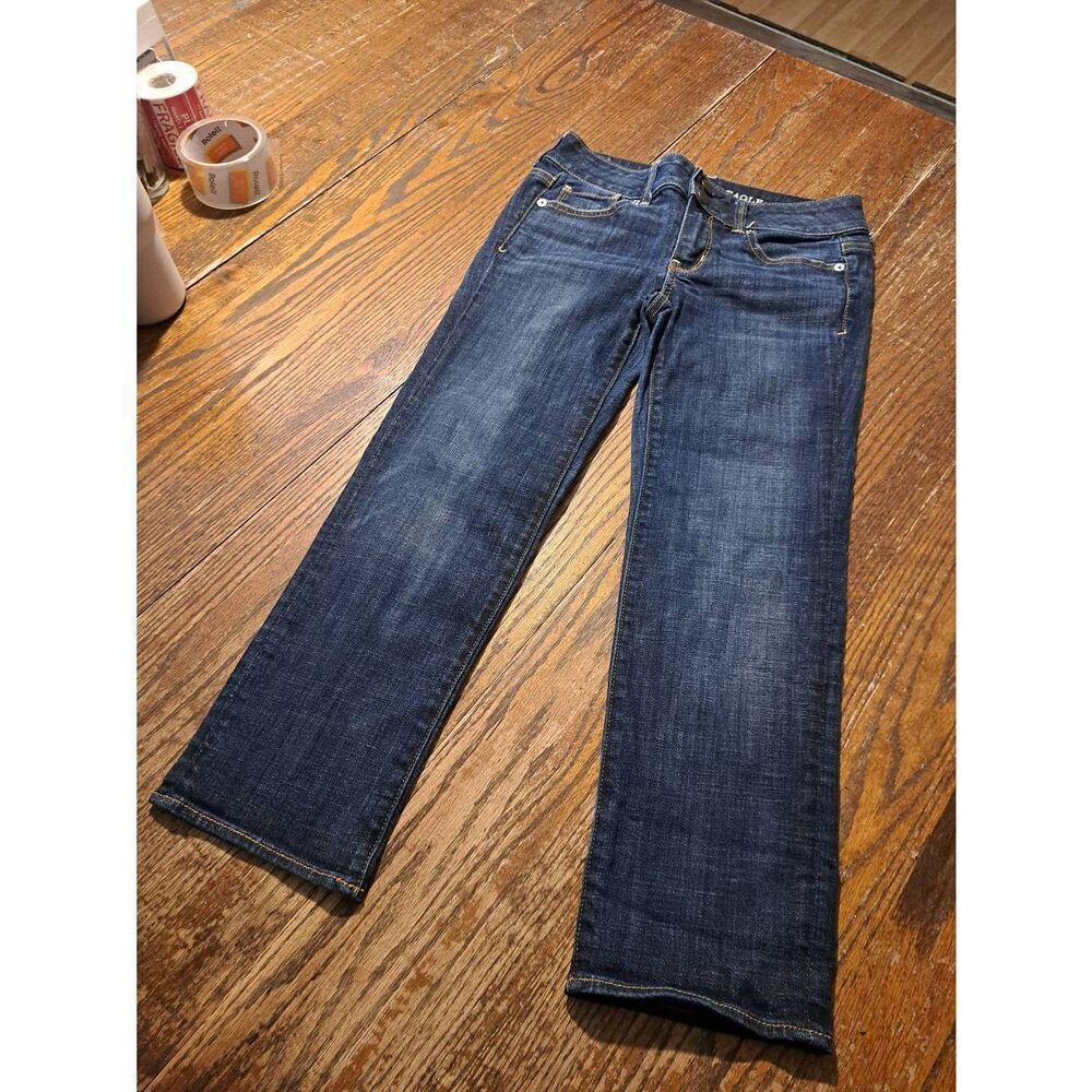 American Eagle Artist Cropped Stretch Blue Denim Jeans Size 2 Casual Pants